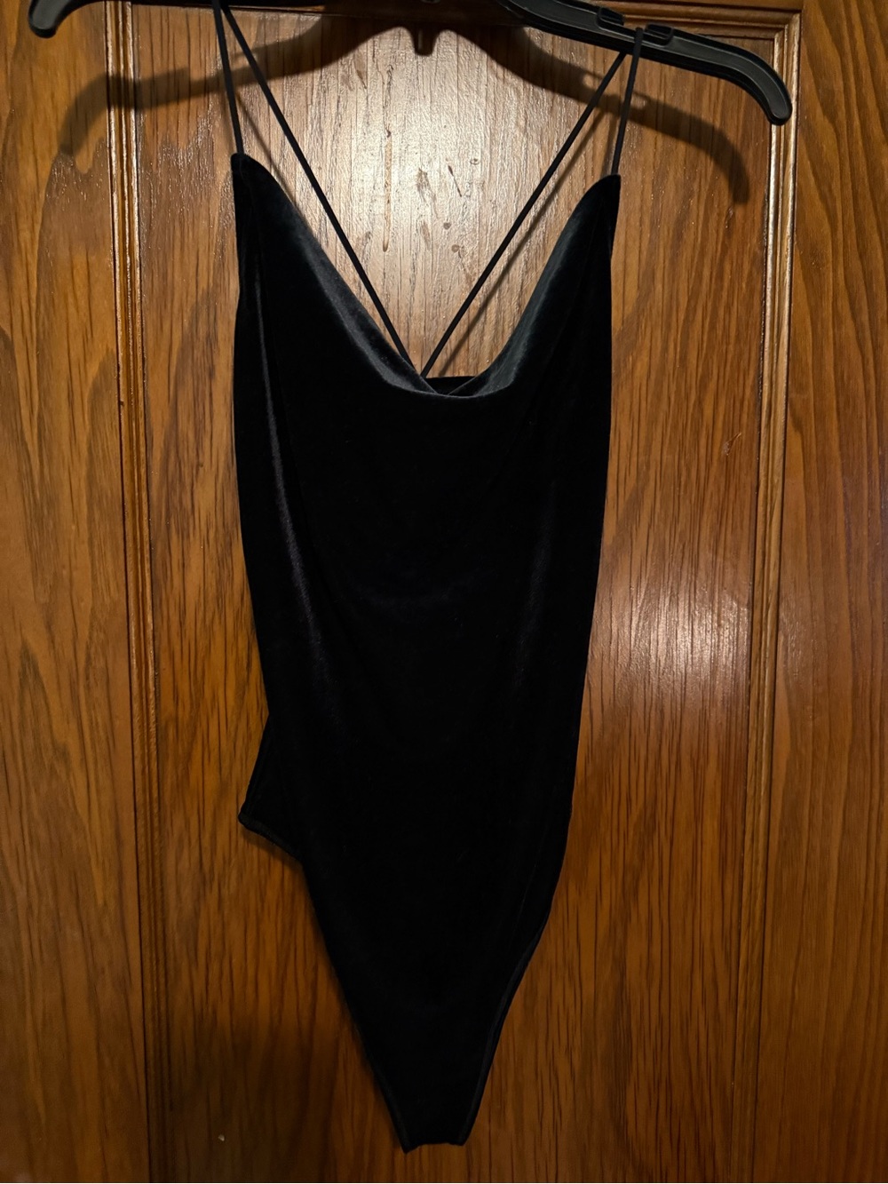 Abercrombie & Fitch Black Velvet Cowl Neck Spaghetti Strap Bodysuit